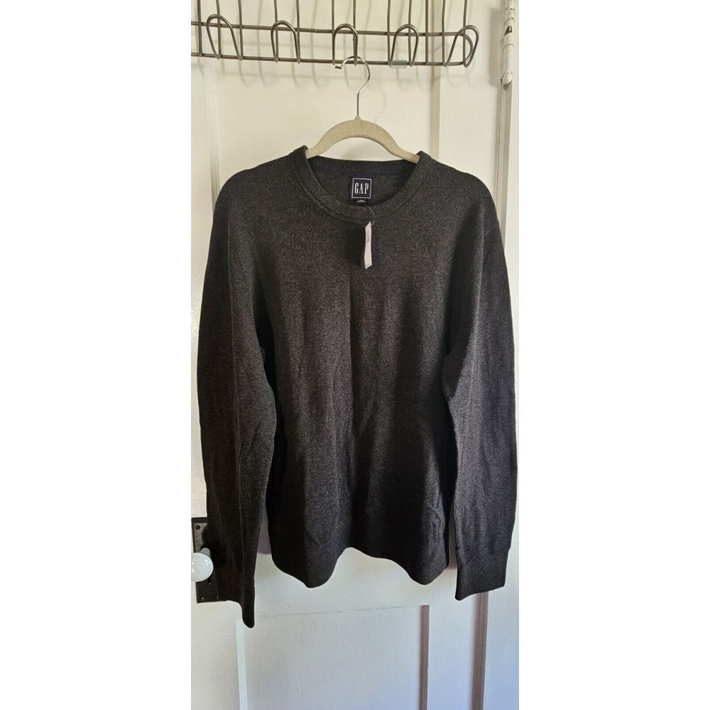 NWT Gap Men Sz L 100% cotton Long Sleeve Roll Crew Neck sweater pullover gray